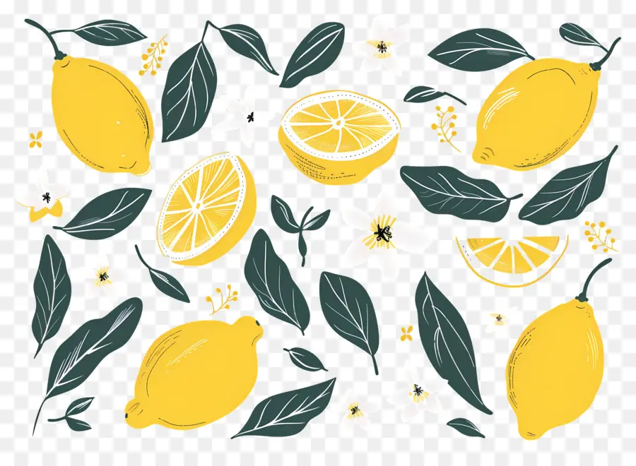 Citrons，Citron Et Fleurs PNG