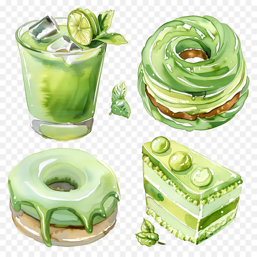 Desserts Au Matcha，Desserts Verts PNG