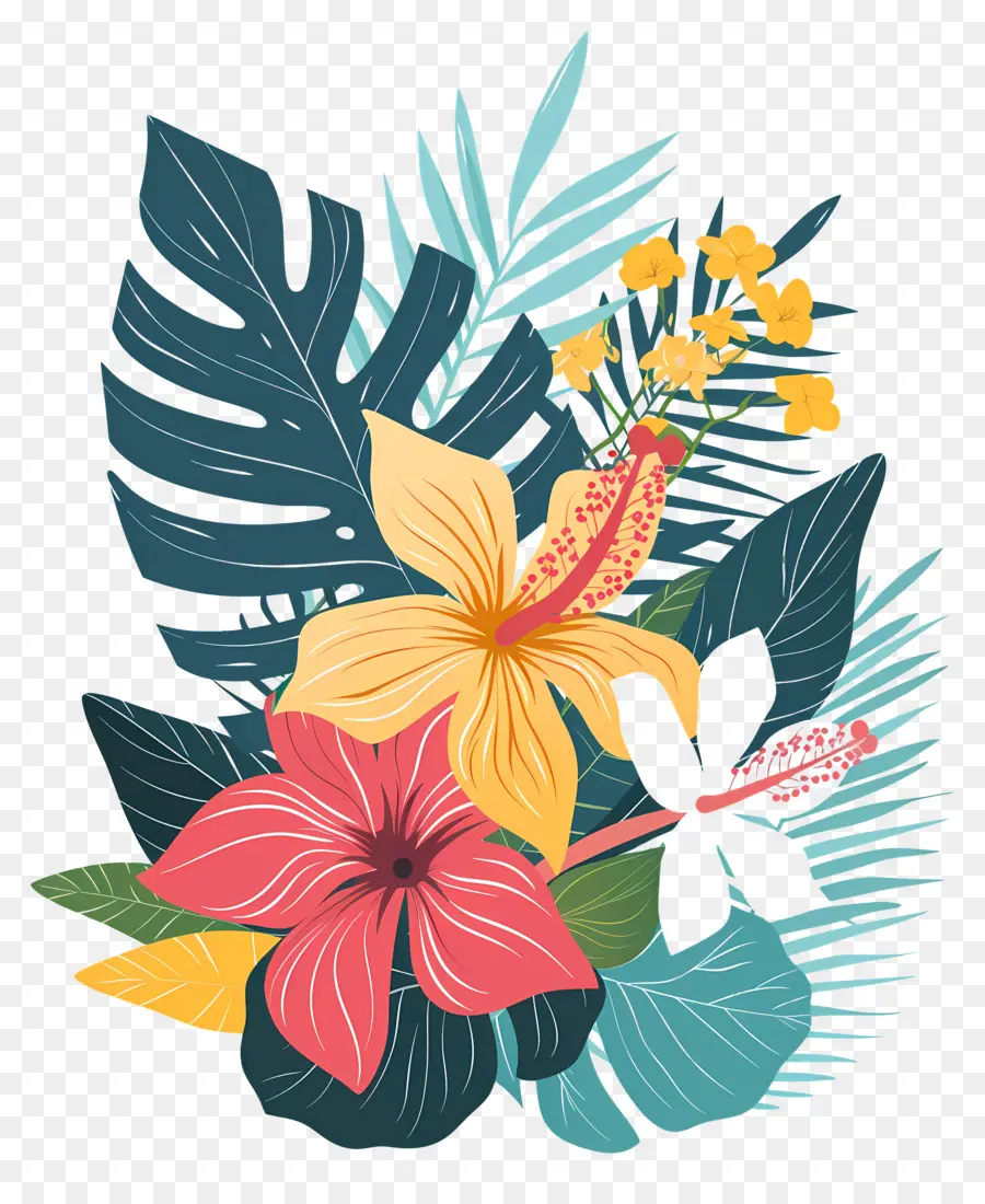 Fleurs Tropicales，Conception Florale Tropicale PNG