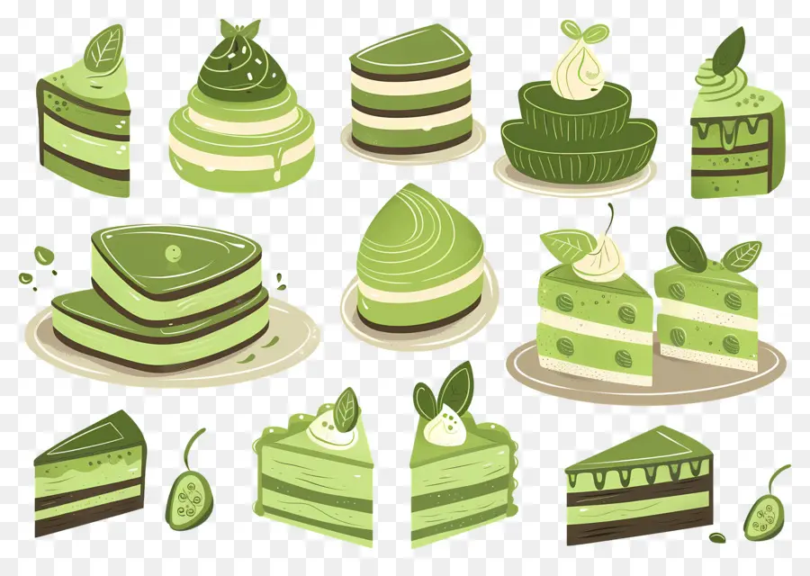 Dessert Au Matcha，Gâteaux Verts PNG