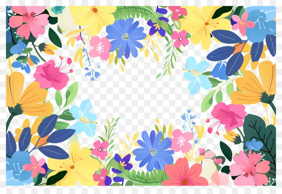 Cadre Floral，Cadre Floral Coloré PNG