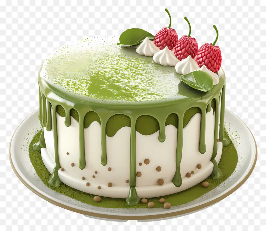 Gâteau 3d，Drip Cake Vert Aux Baies PNG