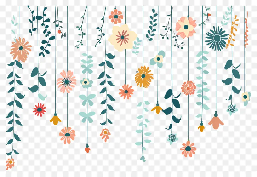 Fleurs Suspendues，Guirlande Florale Suspendue PNG