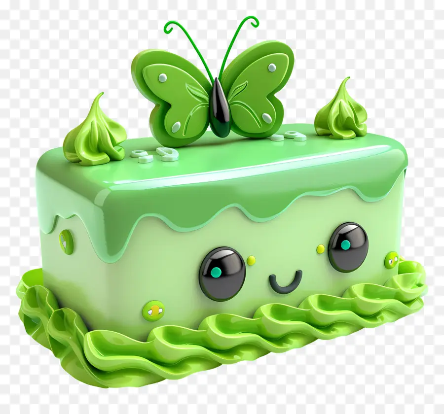 Gâteau 3d，Gâteau Vert Mignon PNG