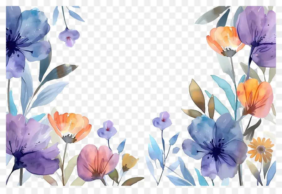 Cadre Floral，Fleurs Colorées PNG