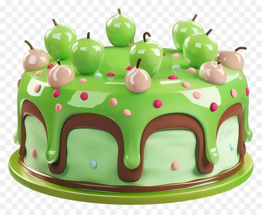 Gâteau 3d，Gâteau Vert PNG