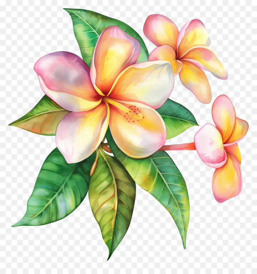 Fleur De Pluméria，Feuilles PNG