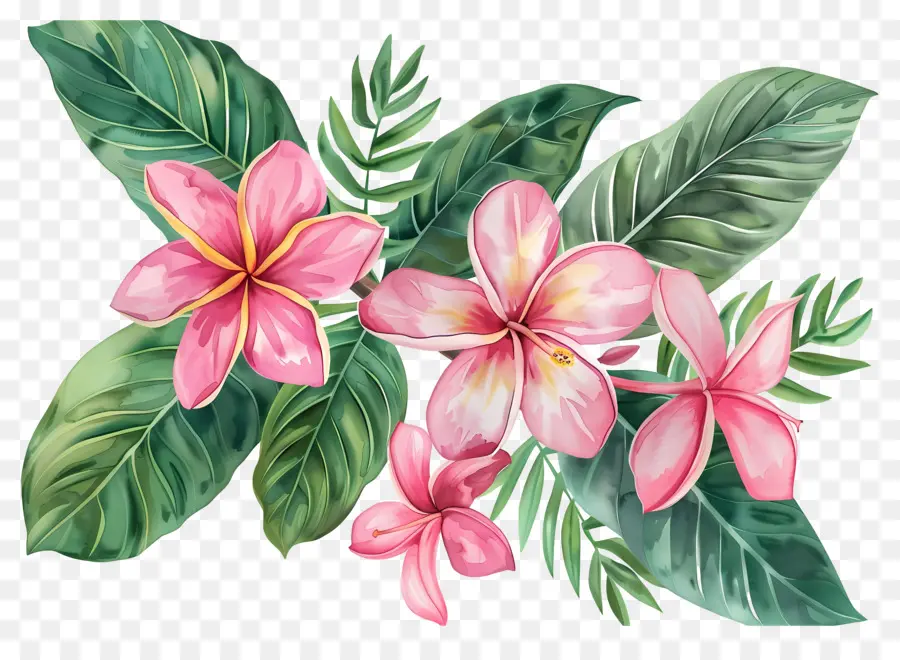 Fleurs Aquarelles，Fleurs Tropicales PNG