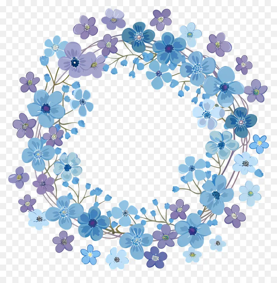 Couronne Florale Bleue，Couronne De Fleurs PNG