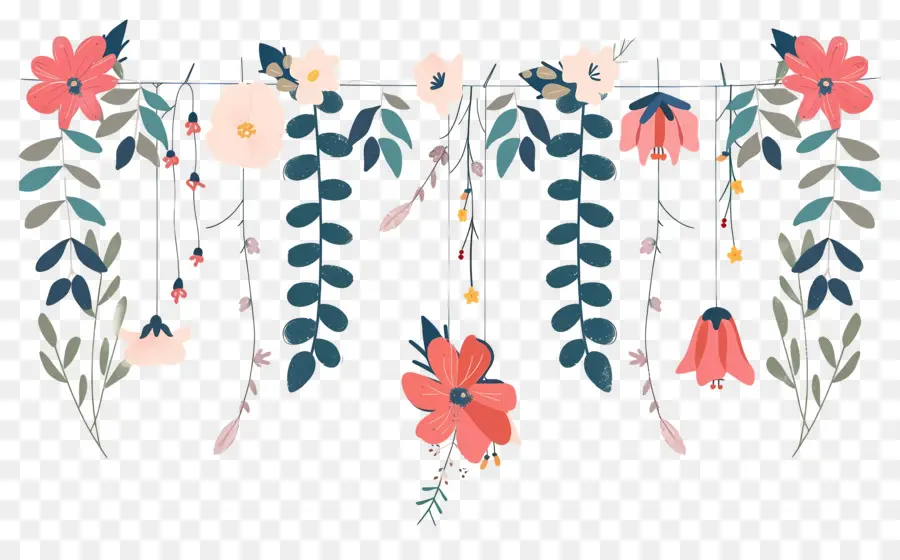 Fleurs Suspendues，Guirlande Florale Suspendue PNG