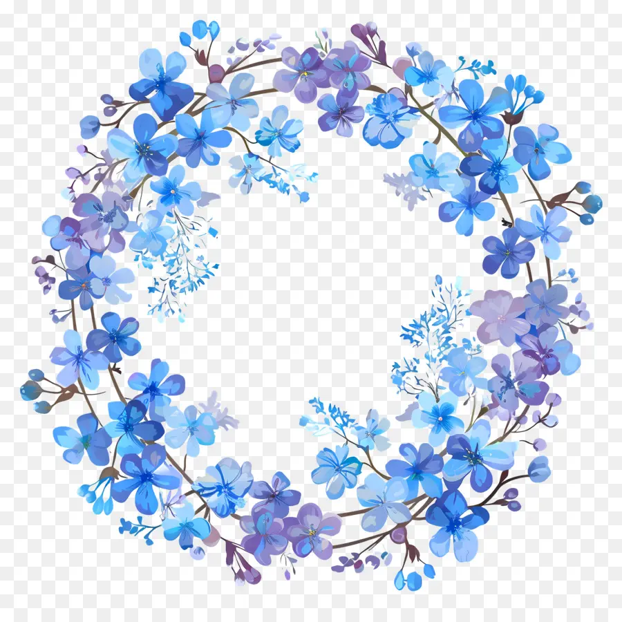 Couronne Florale Bleue，Couronne De Fleurs PNG