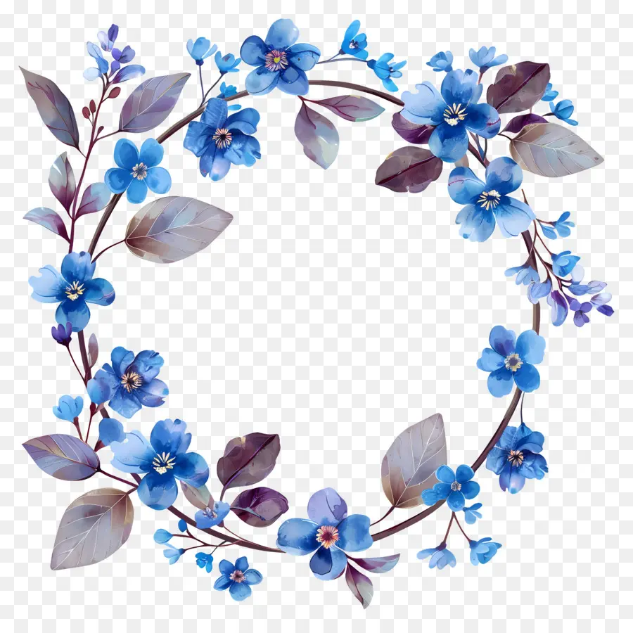 Couronne Florale Bleue，Couronne PNG