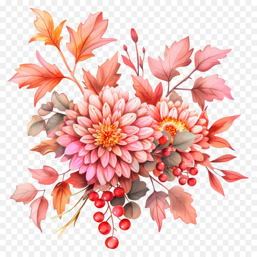 Fleurs D'automne，Fleurs Roses PNG