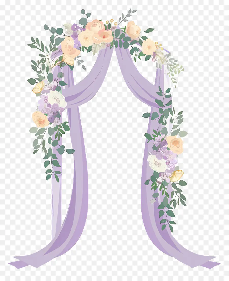 Arche De Mariage，Arche Florale Avec Rideaux PNG