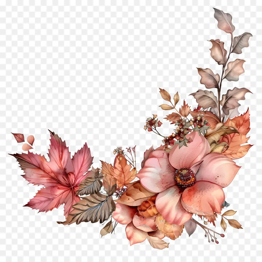 Fleurs D'automne，Fleurs Roses PNG