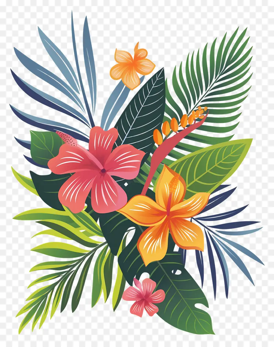 Fleurs Tropicales，Conception Florale Tropicale PNG