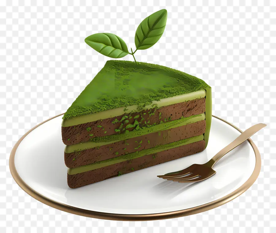 Gâteau 3d，Tranche De Gâteau Au Chocolat Vert PNG