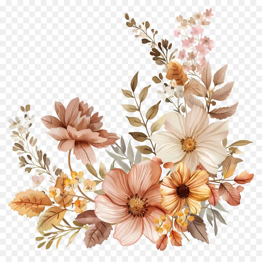 Fleurs D'automne，Fleurs Roses PNG