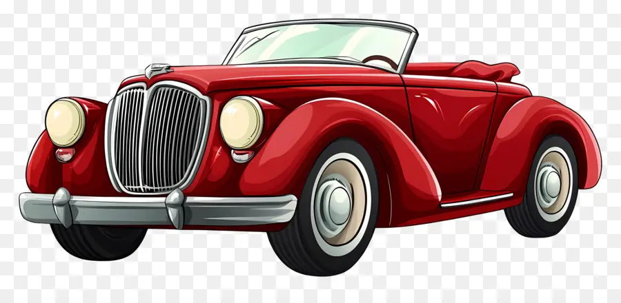 Voiture Animée，Voiture Ancienne Rouge PNG