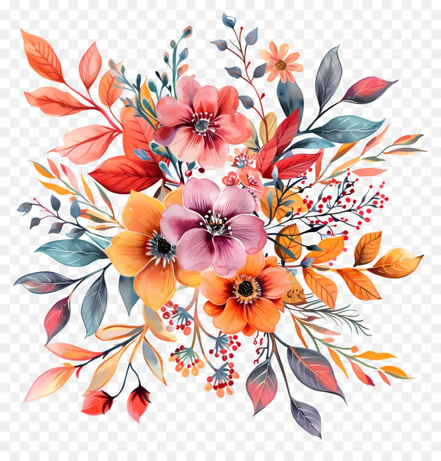 Fleurs D'automne，Fleurs Roses PNG