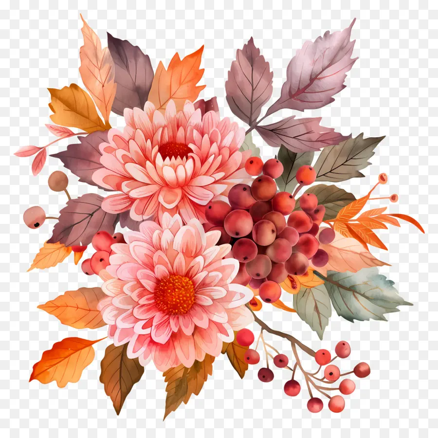 Fleurs D'automne，Fleurs Roses PNG