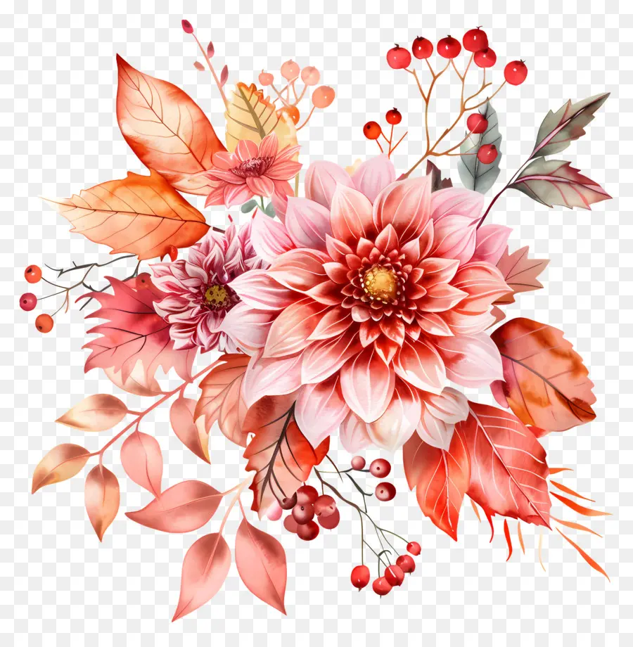 Fleurs D'automne，Fleurs Roses PNG