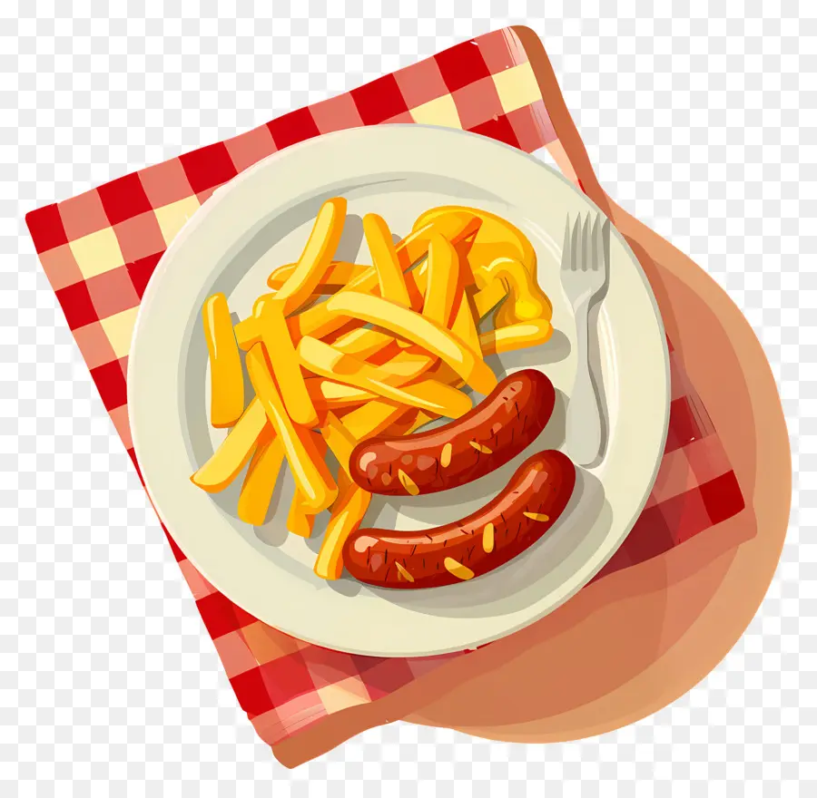 Salchipapa，Saucisses Et Frites PNG