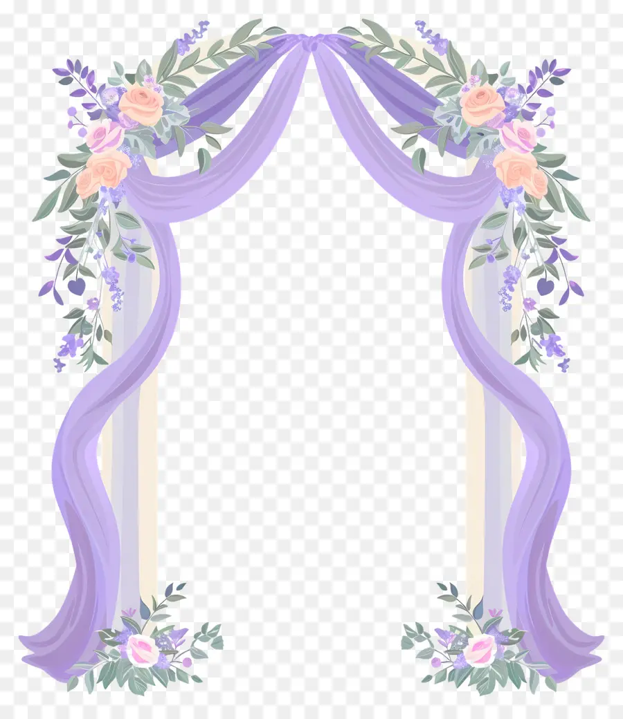 Arche De Mariage，Arche Florale Avec Rideaux PNG