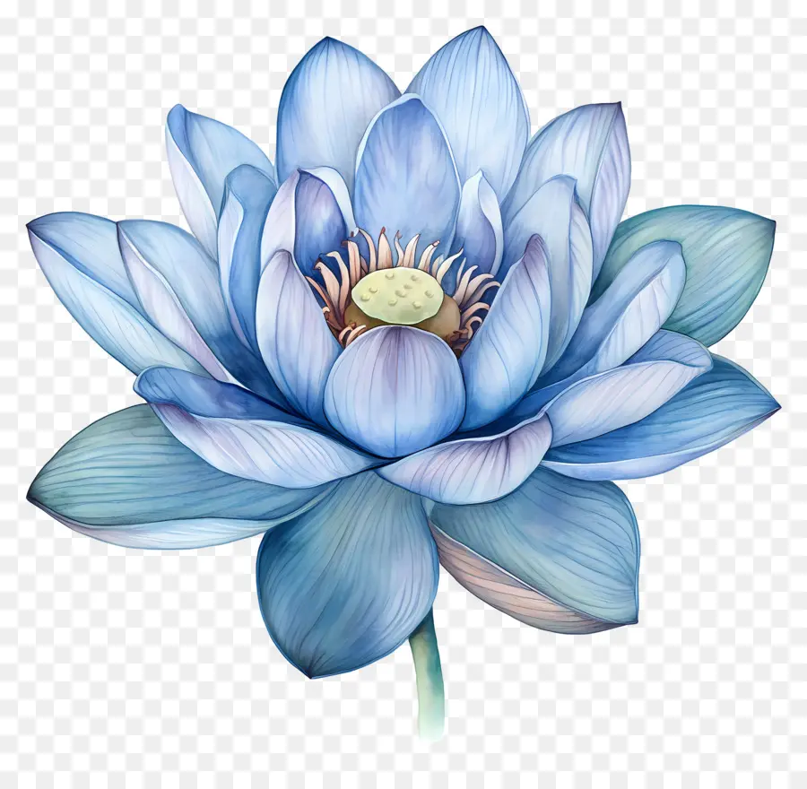 Lotus Aquarelle，Lotus Bleu PNG