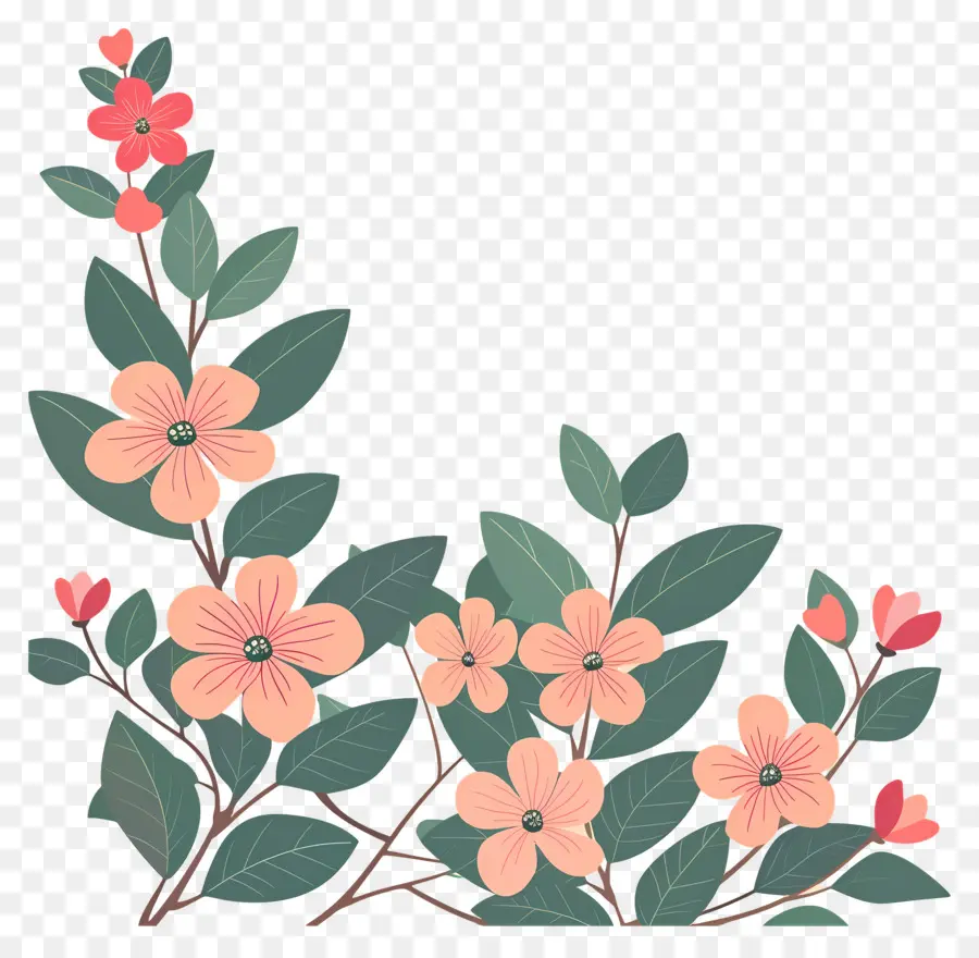 Fleurs Roses，Branche De Fleurs PNG