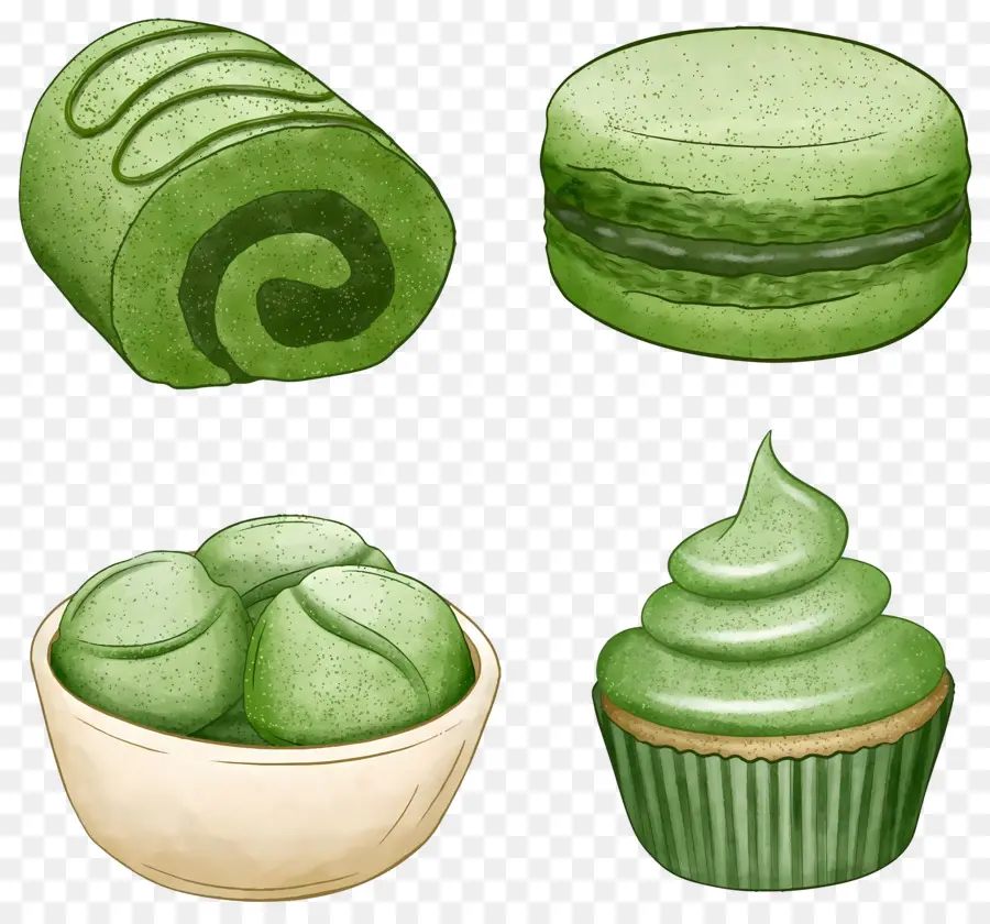 Dessert Au Matcha，Bonbons Verts PNG