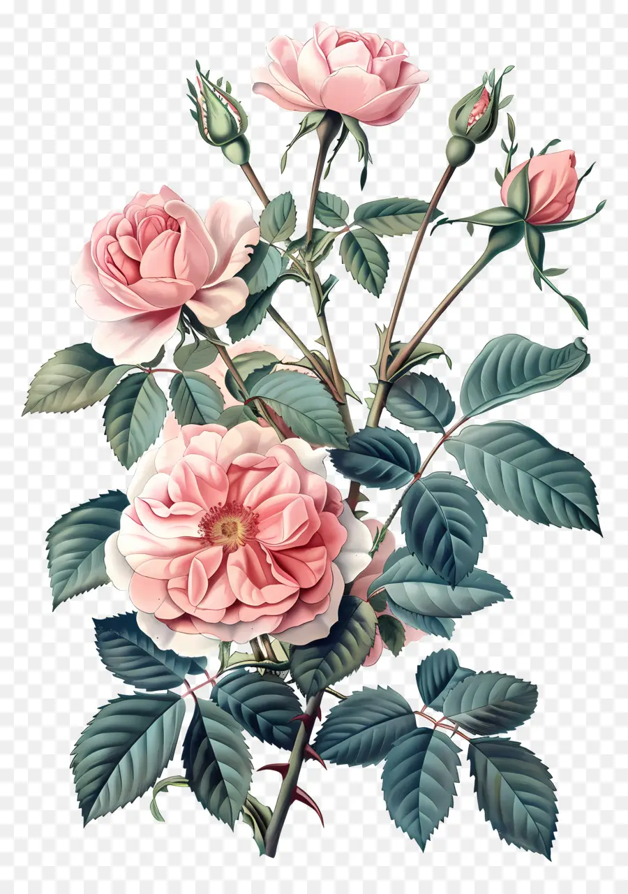 Fleurs Anciennes，Roses Roses PNG