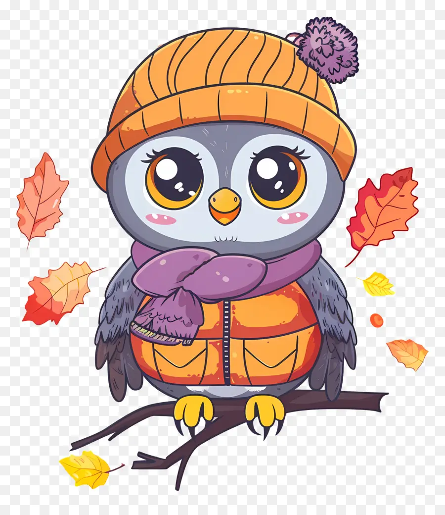 Chouette D'automne，Hibou Avec écharpe PNG