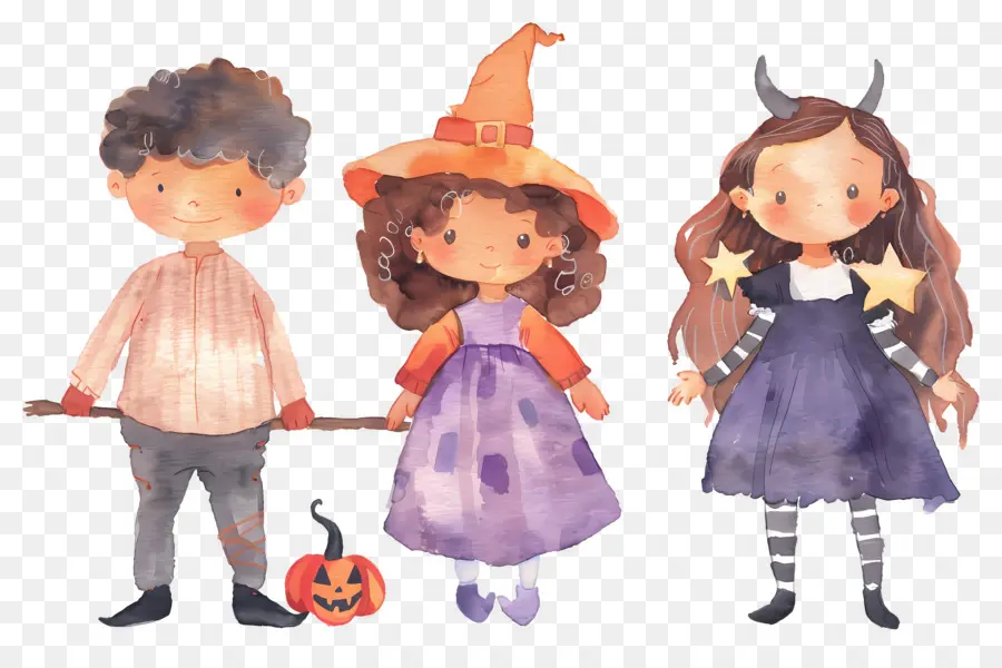 Enfants D'halloween，Enfants En Tenues D'halloween PNG