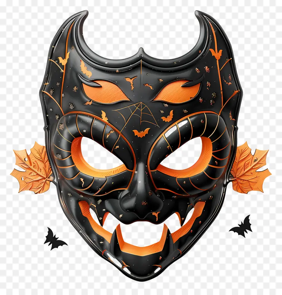 Masque D'halloween，Masque Noir Et Orange PNG