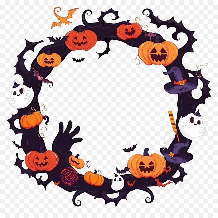 Cadre D'halloween，Citrouille PNG