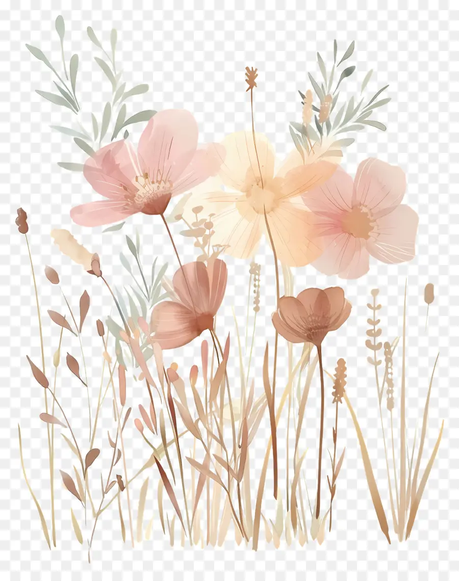 Fleurs Aquarelles，Fleurs Sauvages PNG