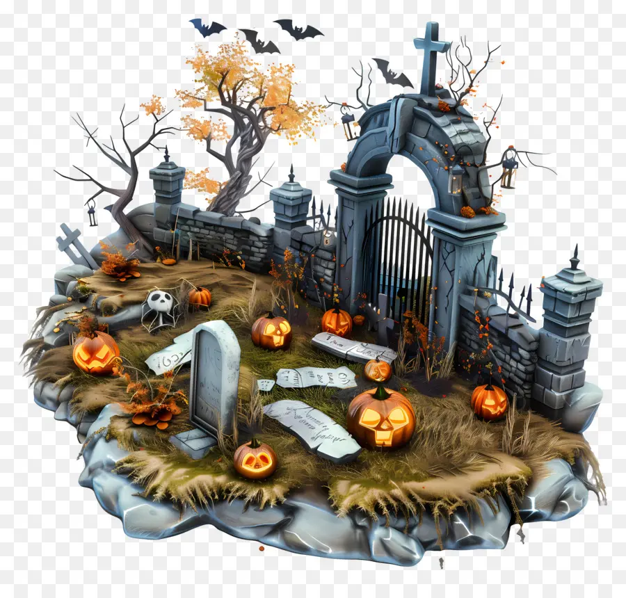 Cimetière D'halloween，Citrouilles PNG