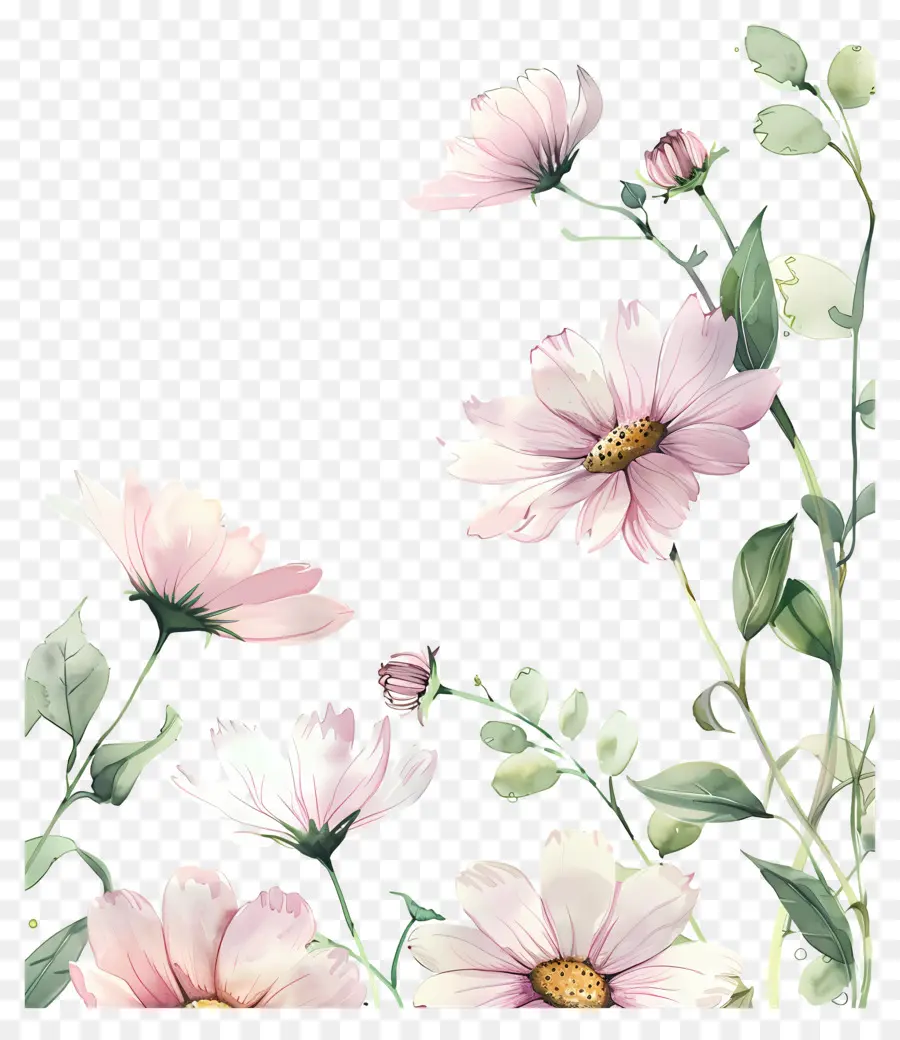 Fleurs Aquarelles，Fleurs Roses PNG