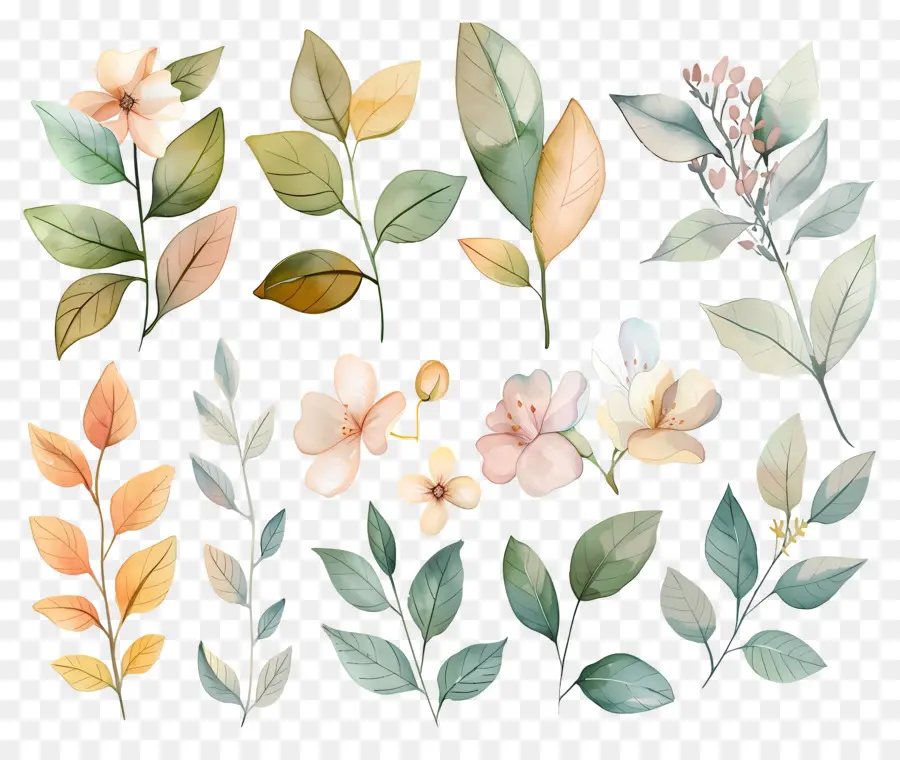 Fleurs Séchées，Fleurs Aquarelles PNG