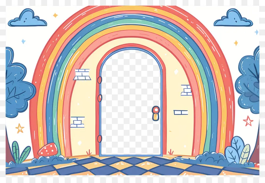 Cadre Mignon，Porte Arc En Ciel PNG