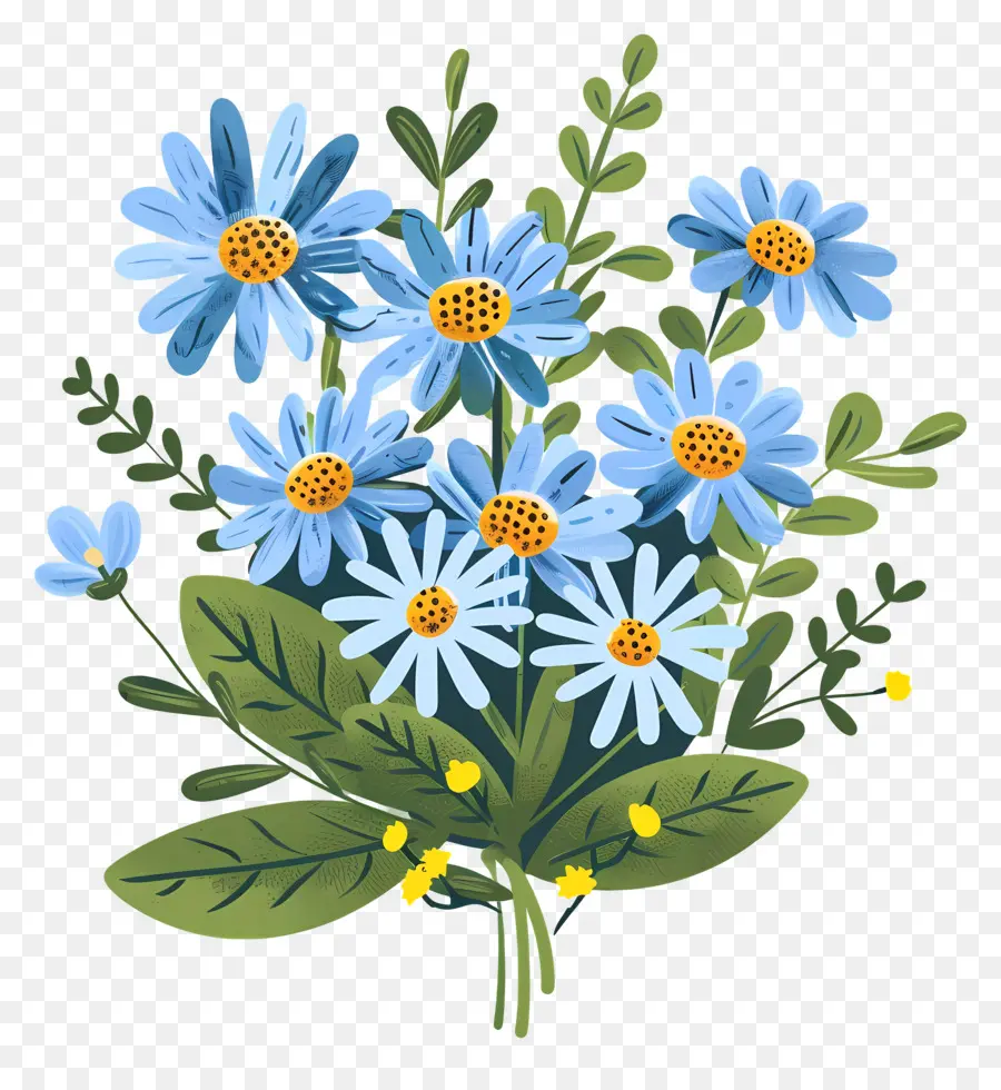 Fleurs De Marguerite，Bouquet De Fleurs Bleues PNG