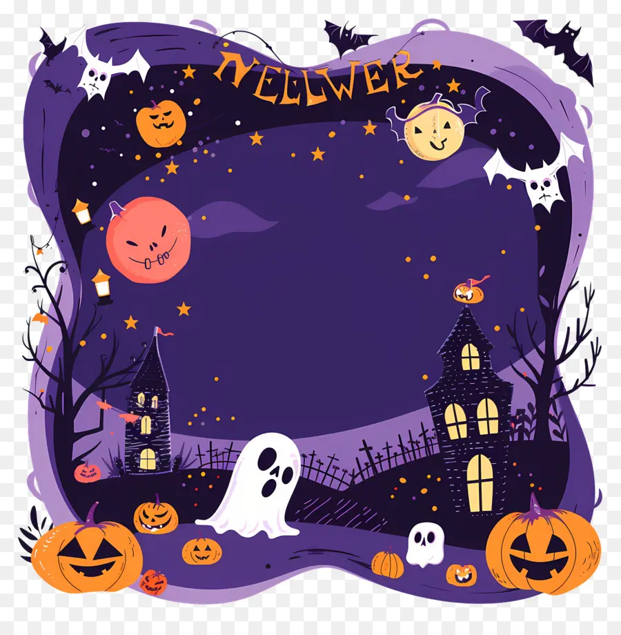 Cadre D'halloween，Scène D'halloween PNG