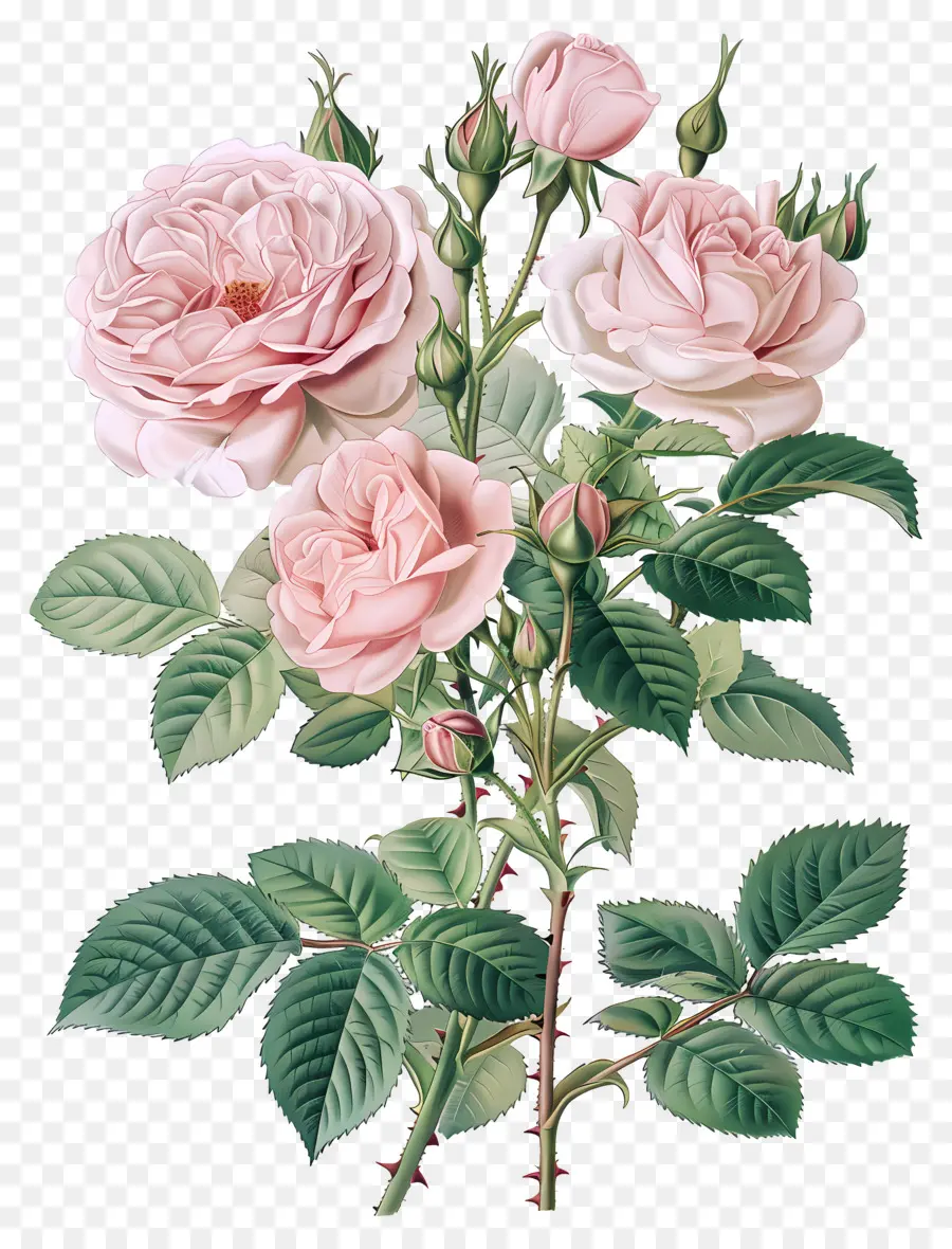 Fleurs Anciennes，Rose Rose PNG