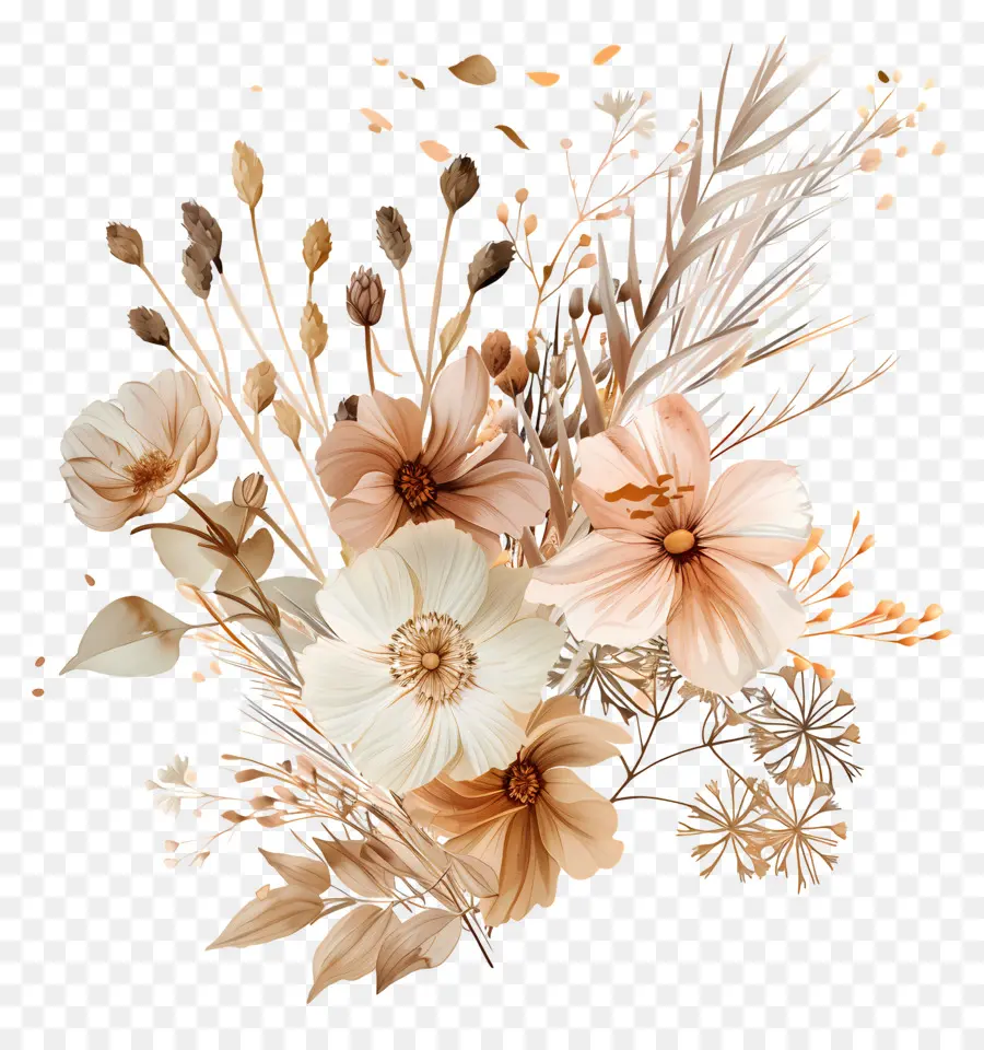 Fleurs Séchées，Bouquet Neutre PNG