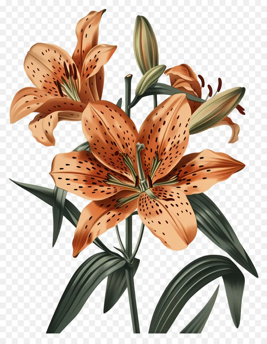 Fleurs Anciennes，Lys Orange PNG