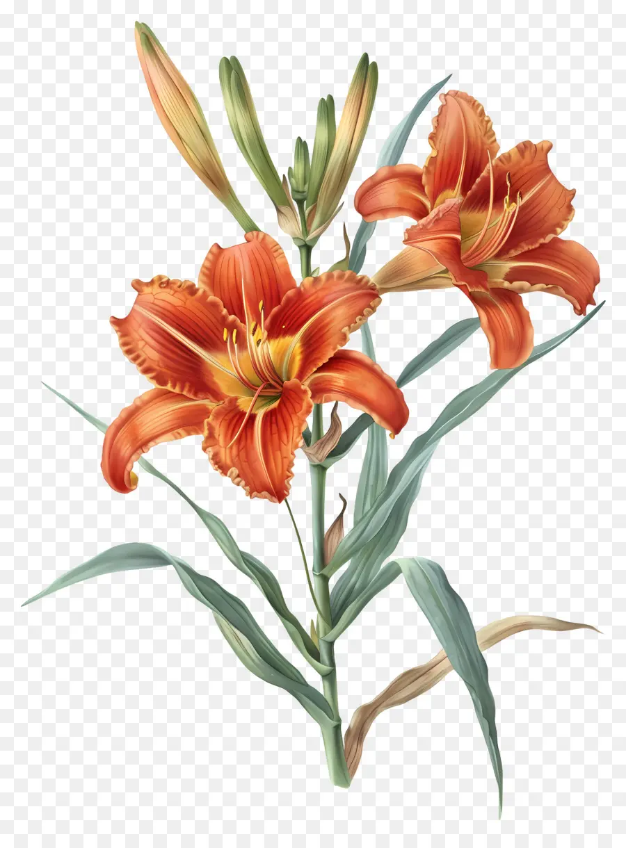 Fleurs Anciennes，Lys Oranges PNG