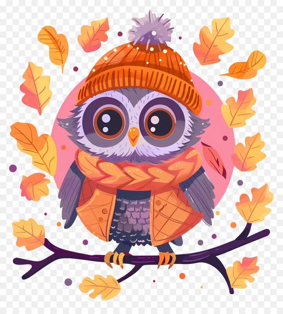 Chouette D'automne，Hibou Avec Bonnet PNG