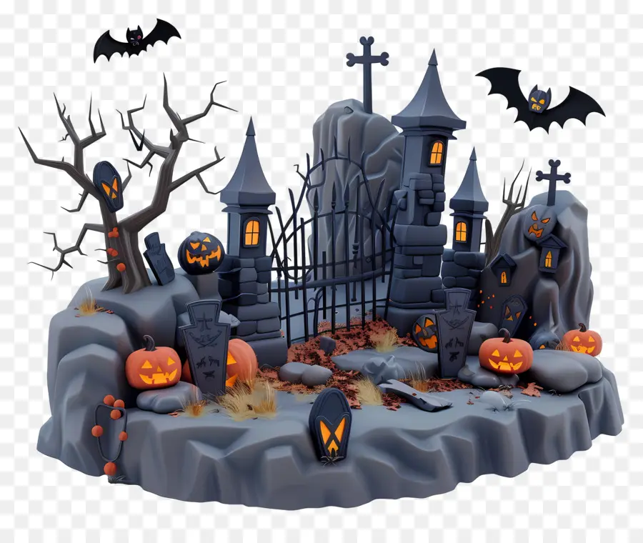 Cimetière D'halloween，Cimetière PNG