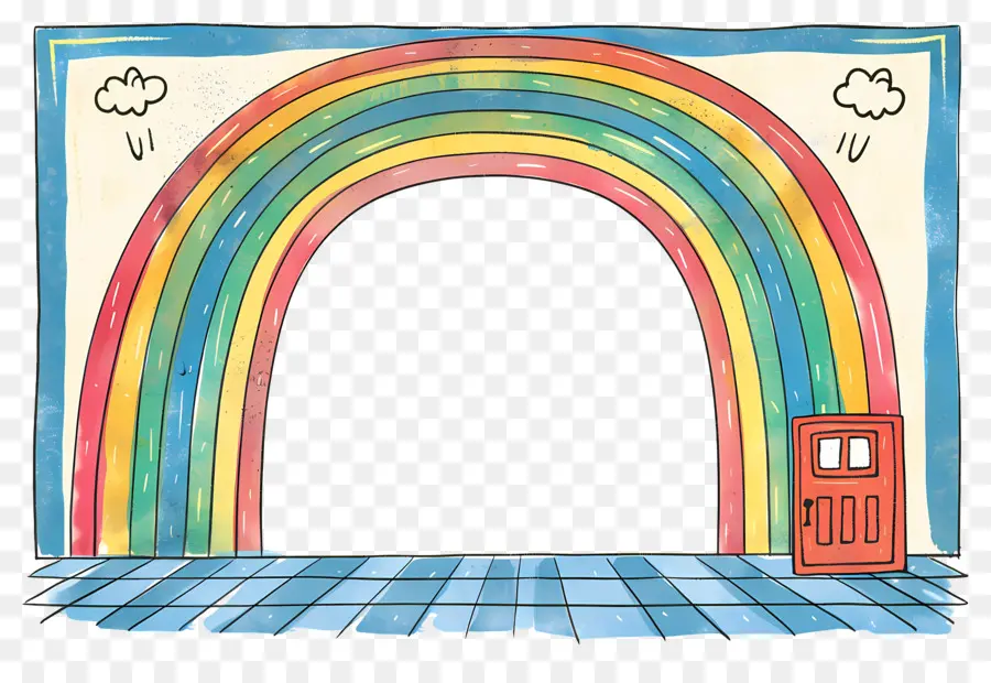 Cadre Mignon，Arc En Ciel Et Porte PNG